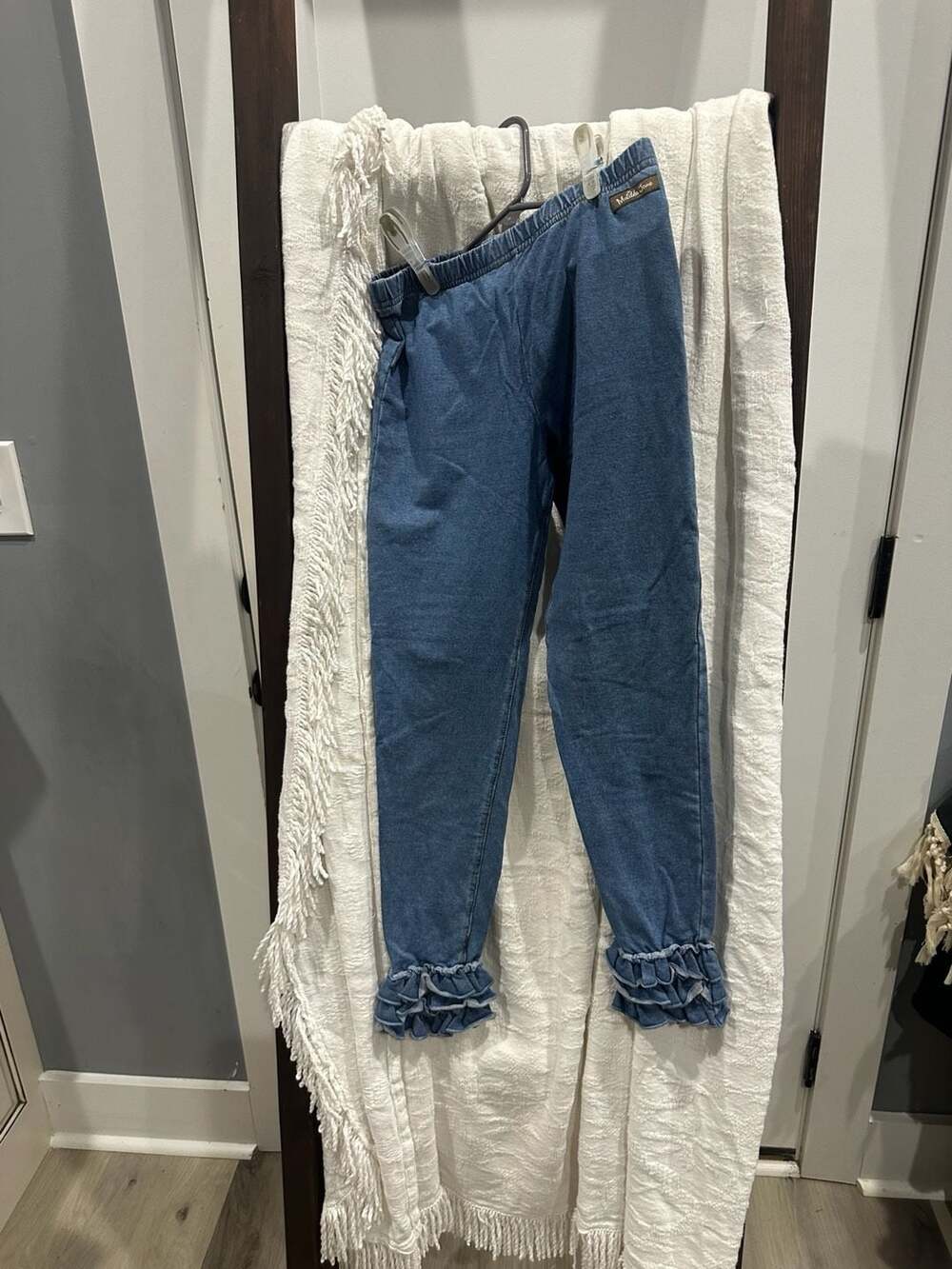 Matilda Jane Denim Pants Size 10 Ruffled Hem Bows